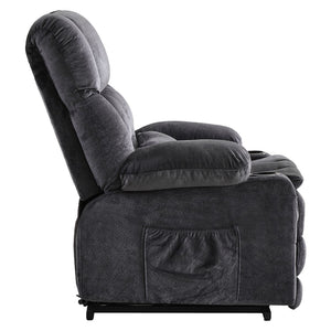HomeRoots 38" Blue Tufted Velvet Heated Massage Lift Recliner - Comfort, USB Charging & Easy Mobility Support 718903