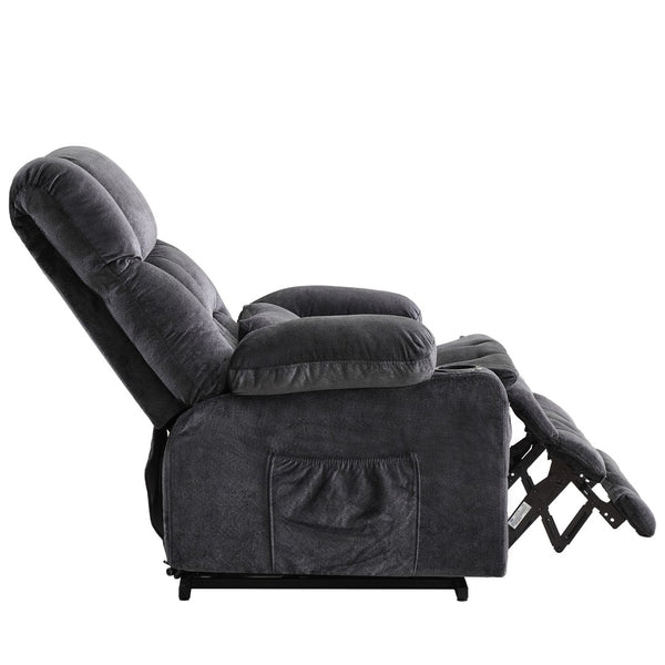 HomeRoots 38" Blue Tufted Velvet Heated Massage Lift Recliner - Comfort, USB Charging & Easy Mobility Support 718903