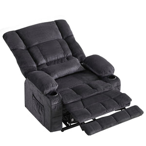 HomeRoots 38" Blue Tufted Velvet Heated Massage Lift Recliner - Comfort, USB Charging & Easy Mobility Support 718903