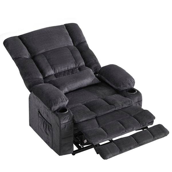 HomeRoots 38" Blue Tufted Velvet Heated Massage Lift Recliner - Comfort, USB Charging & Easy Mobility Support 718903