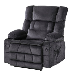 HomeRoots 38" Blue Tufted Velvet Heated Massage Lift Recliner - Comfort, USB Charging & Easy Mobility Support 718903