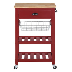 OSP Home Furnishings Hampton Kitchen Cart Red Red