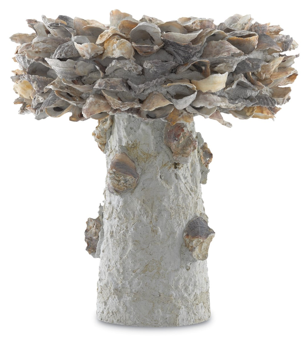 Oyster Shell Bird Bath - Whimsical Outdoor Art Piece Crafted from Natural Materials for Your Garden