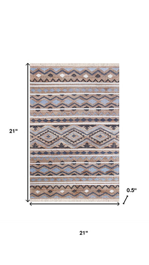 HomeRoots 4' X 6' Blue and Beige Hand-Woven Jute Area Rug - Eco-Friendly Coastal Charm for Every Room 718973