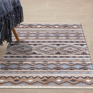 HomeRoots 4' X 6' Blue and Beige Hand-Woven Jute Area Rug - Eco-Friendly Coastal Charm for Every Room 718973