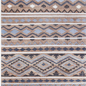 HomeRoots 4' X 6' Blue and Beige Hand-Woven Jute Area Rug - Eco-Friendly Coastal Charm for Every Room 718973