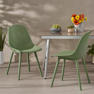 English Elm Christopher Knight Home® - POSEY Chair - Weather-Resistant Polypropylene Outdoor Dining Chair with Perforated Diamond Mesh Design for Durable Style Green 27.5 L x 21.5 W x 20.2 H 69067.00GRN