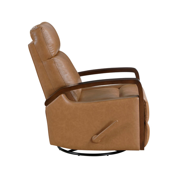 English Elm Luxurious swivel glider recliner chair with top-grain leather, plush foam over coils and sturdy frame Camel 32.5 L x 32 W x 26 H B011P395824