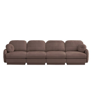 English Elm 137"chenille Cloud Sofa Deep Seat Four Seater with Quilted Cushions for Living Room Rose Dust W714S01780