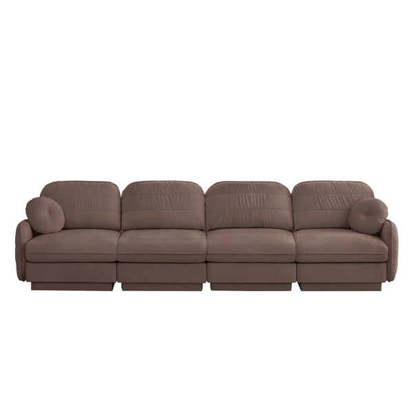 English Elm 137"chenille Cloud Sofa Deep Seat Four Seater with Quilted Cushions for Living Room Rose Dust W714S01780