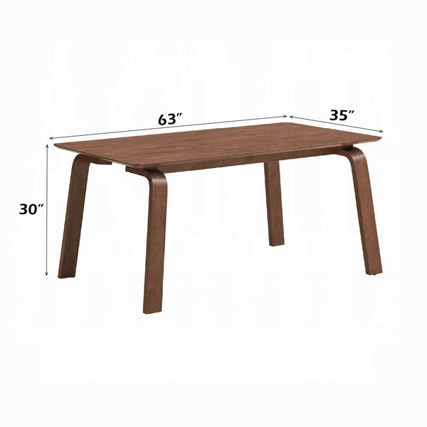 English Elm Contemporary High Gloss Dining Table Seats Six Smooth Easy-Clean Engineered Wood Veneer Surface Walnut 67 L x 40 W x 5 H B2741S00282