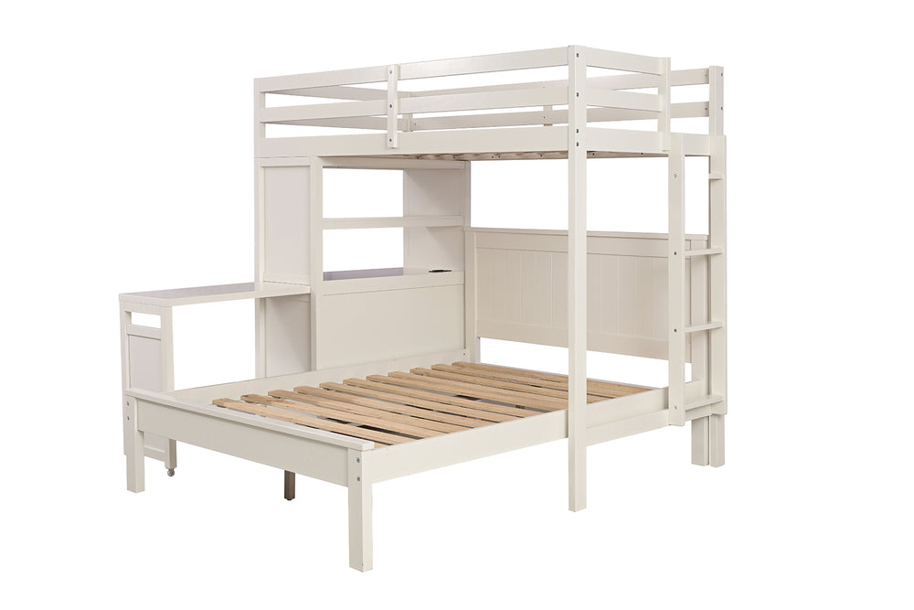 English Elm Contemporary Twin Over Full Bunk Bed With Integrated Storage, Desk & Ladder – Space-Saving Design B2741S00697
