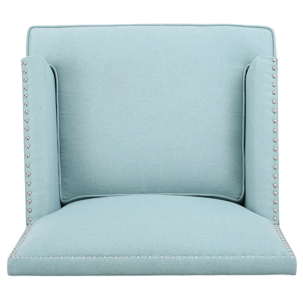 English Elm Christopher Knight Home® - CLUB Chair with Plush Padded Seat and Birch Legs, Upholstered Fabric Accent Chair for Living Room Comfort Light Blue 30.65 L x 29.75 W x 28.75 H 60165.00