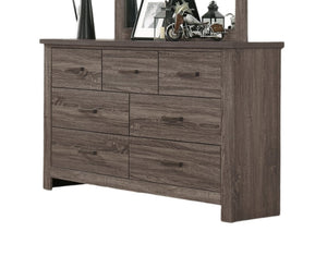 English Elm Natural Retro-Modern Wooden Dresser with Tapered Legs, Weathered Grey-Brown Finish & Black Grooves Natural 62 L x 21 W x 5 H B011P193966