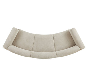 English Elm Elegant Boucle Curved Sofa with Natural Wood Base for Modern Living Rooms N773IS00098S