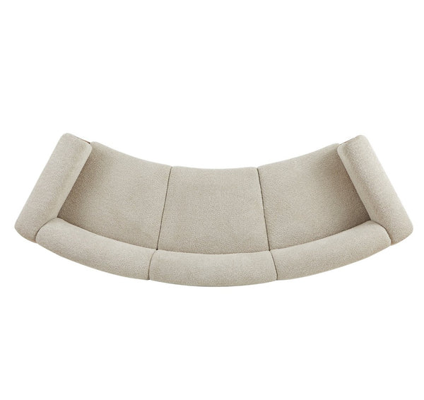 English Elm Elegant Boucle Curved Sofa with Natural Wood Base for Modern Living Rooms N773IS00098S