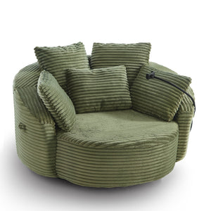 English Elm Swivel Barrel Accent Chair Chenille Tufted Round Club Seat for Living Room Lounge Green N719S002320F