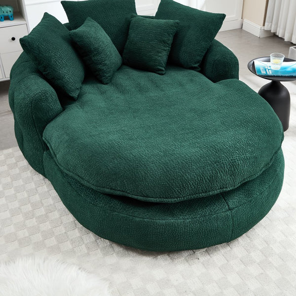 English Elm Oversized Memory Foam Chenille Bean Bag Sofa with Ergonomic Back Support, 3 Large & 2 Small Pillows Emerald W395P359413