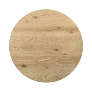 English Elm 47"W Rustic Round Dining Table with Distressed Oak Top & Industrial Metal Base for Entertaining B016S00039