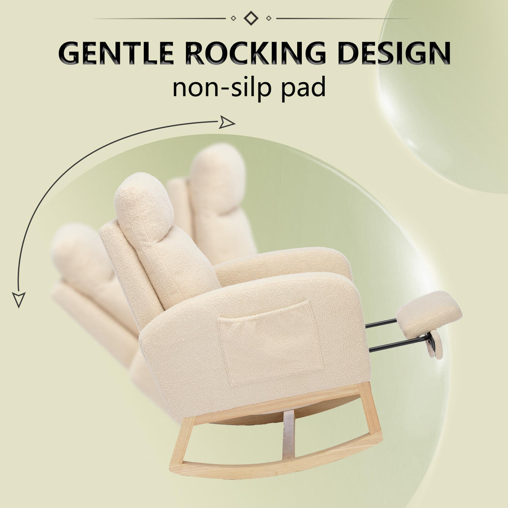 English Elm Modern Accent Rocking Chair - Cozy Upholstered Glider With Solid Wood Legs & Side Pocket For Storage W2725P254694