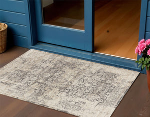 HomeRoots 6' Navy Blue and White Geometric Area Rug - Stylish Coastal Design for Living Spaces, Easy Care 719012