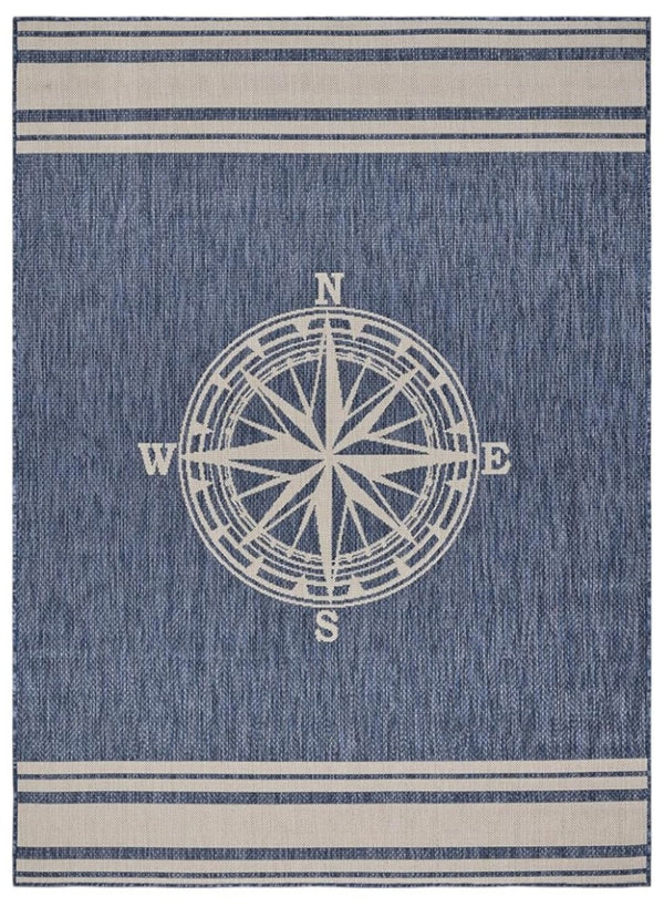 HomeRoots 4' Gray and Blue Floral Area Rug - Coastal Elegance with Low Pile Design for Any Room's Charm 719014