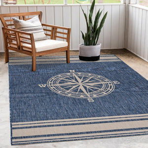 HomeRoots 4' Gray and Blue Floral Area Rug - Coastal Elegance with Low Pile Design for Any Room's Charm 719014