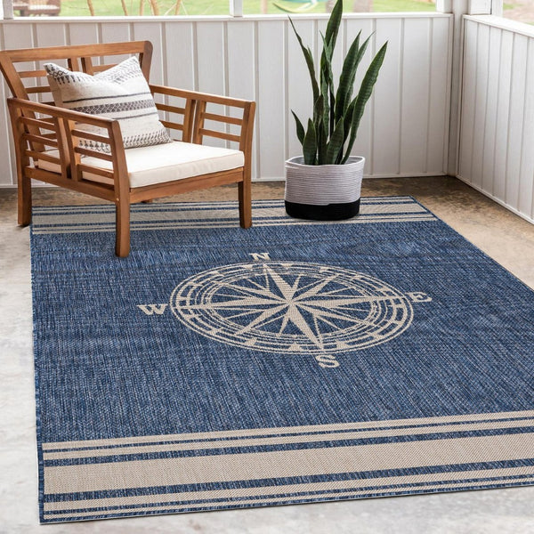 HomeRoots 4' Gray and Blue Floral Area Rug - Coastal Elegance with Low Pile Design for Any Room's Charm 719014