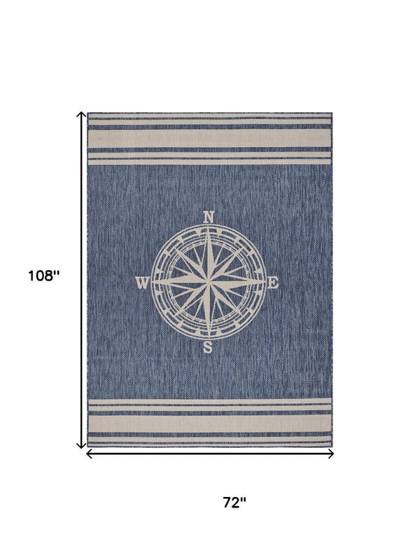 HomeRoots 4' Gray and Blue Floral Area Rug - Coastal Elegance with Low Pile Design for Any Room's Charm 719014
