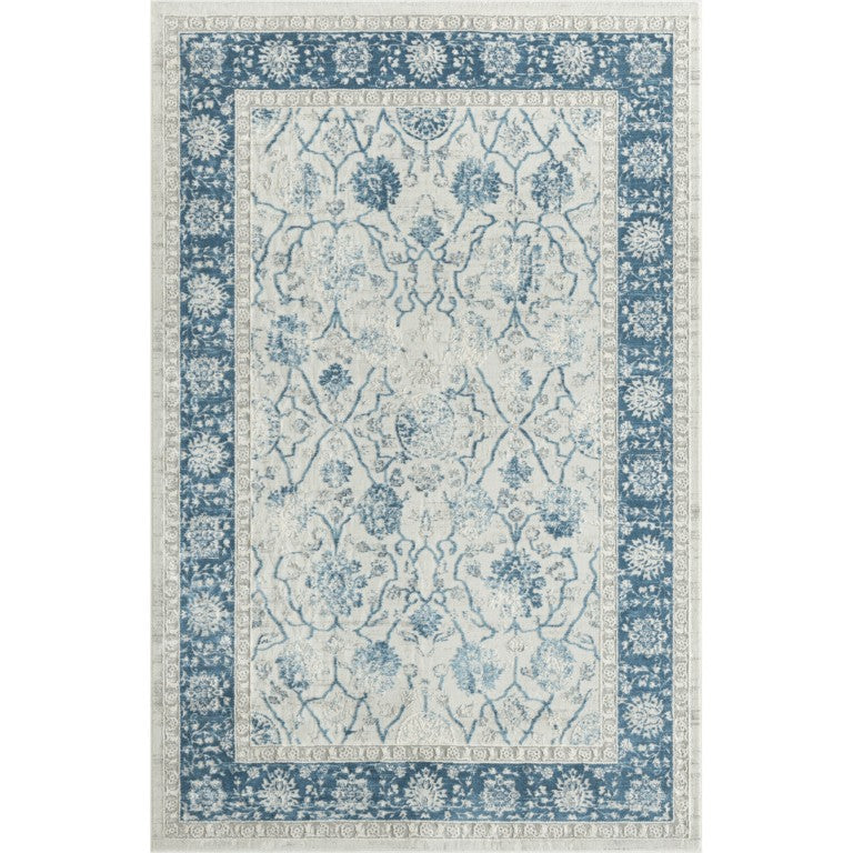 HomeRoots 9x12 Floral Area Rug Gray Blue Traditional Polyester Living Room Bedroom Floor 719013