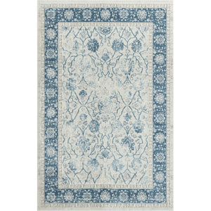 HomeRoots 6' Gray And Blue Floral Runner Rug - Elegant, Durable Design for Hallways, Kitchens & High-Traffic Areas 719015