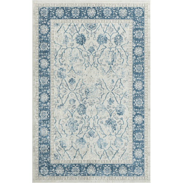 HomeRoots 6' Gray And Blue Floral Runner Rug - Elegant, Durable Design for Hallways, Kitchens & High-Traffic Areas 719015