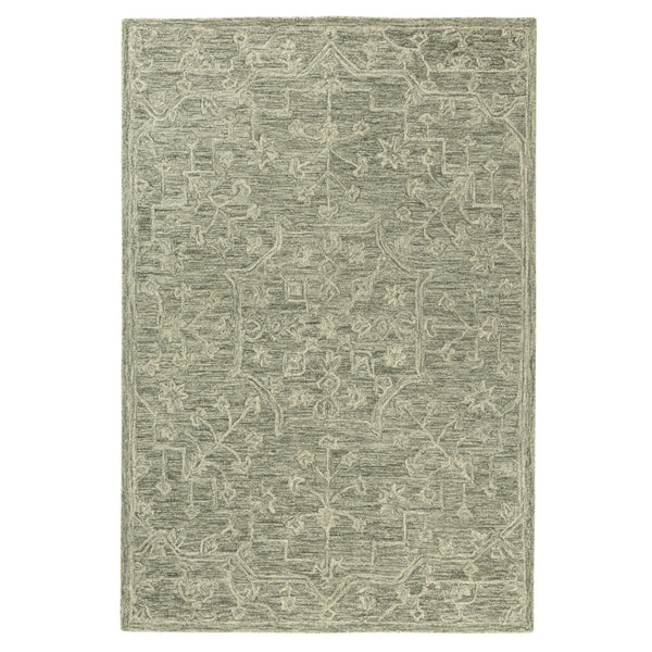 HomeRoots 5' X 8' Hand-Tufted Green and Ivory Floral Wool Area Rug - Timeless Charm for Any Space! 719025