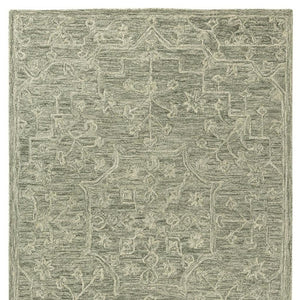 HomeRoots 5' X 8' Hand-Tufted Green and Ivory Floral Wool Area Rug - Timeless Charm for Any Space! 719025
