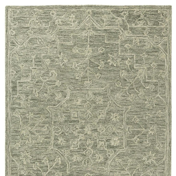 HomeRoots 5' X 8' Hand-Tufted Green and Ivory Floral Wool Area Rug - Timeless Charm for Any Space! 719025