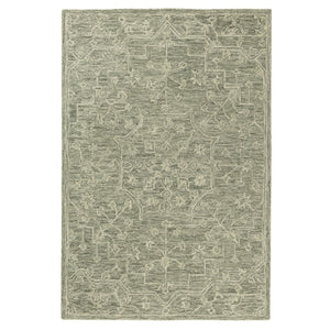 HomeRoots 5' Hand-Tufted Wool Floral Round Rug in Green and Ivory – Timeless Charm for Any Space! 719026