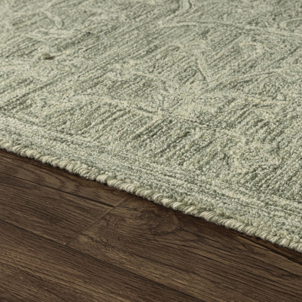 HomeRoots 5' Hand-Tufted Wool Floral Round Rug in Green and Ivory – Timeless Charm for Any Space! 719026