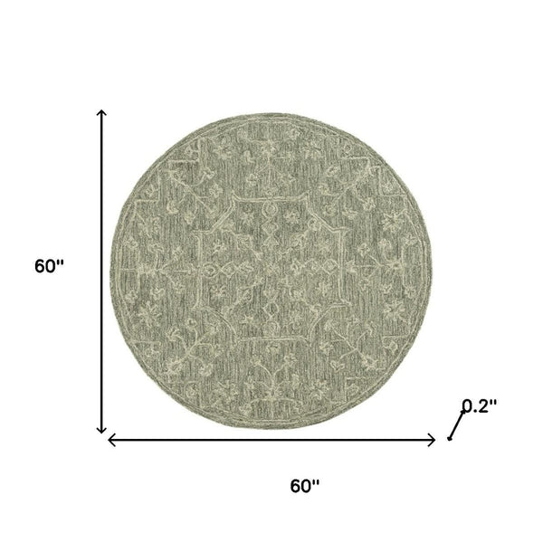 HomeRoots 8' Hand-Tufted Wool Runner Rug with Green and Ivory Floral Design – Perfect for Stylish Hallways 719027