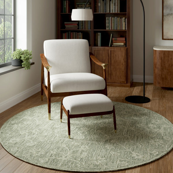 HomeRoots 8' Hand-Tufted Wool Runner Rug with Green and Ivory Floral Design – Perfect for Stylish Hallways 719027