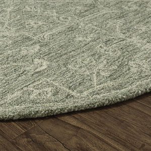 HomeRoots 8' Hand-Tufted Wool Runner Rug with Green and Ivory Floral Design – Perfect for Stylish Hallways 719027