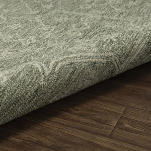 HomeRoots 8' Hand-Tufted Wool Runner Rug with Green and Ivory Floral Design – Perfect for Stylish Hallways 719027