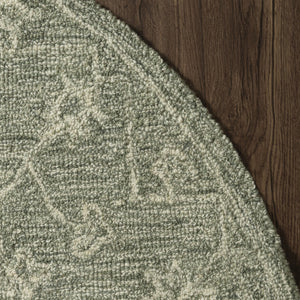 HomeRoots 8' Hand-Tufted Wool Runner Rug with Green and Ivory Floral Design – Perfect for Stylish Hallways 719027