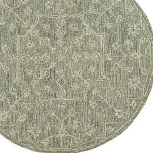 HomeRoots 8' Hand-Tufted Wool Runner Rug with Green and Ivory Floral Design – Perfect for Stylish Hallways 719027