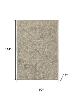 HomeRoots 5' X 8' Artisan Brown and Tan Floral Hand-Tufted Wool Area Rug for Cozy Living Spaces and Style 719029