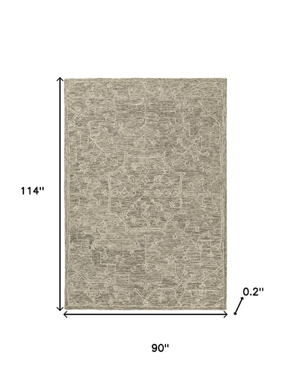 HomeRoots 5' X 8' Artisan Brown and Tan Floral Hand-Tufted Wool Area Rug for Cozy Living Spaces and Style 719029