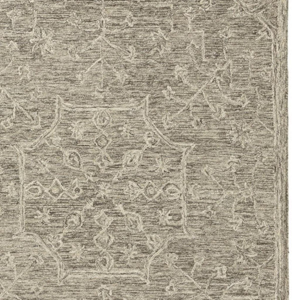 HomeRoots 5' X 8' Artisan Brown and Tan Floral Hand-Tufted Wool Area Rug for Cozy Living Spaces and Style 719029