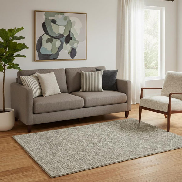 HomeRoots 5' Hand-Tufted Brown and Tan Wool Floral Round Rug - Durable, Unique Design for Any Space 719030