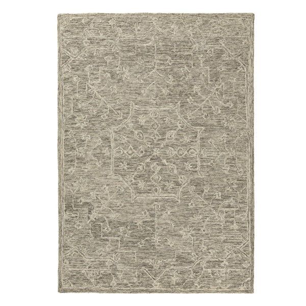 HomeRoots 5' Hand-Tufted Brown and Tan Wool Floral Round Rug - Durable, Unique Design for Any Space 719030
