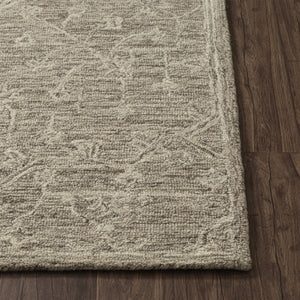 HomeRoots 5' Hand-Tufted Brown and Tan Wool Floral Round Rug - Durable, Unique Design for Any Space 719030
