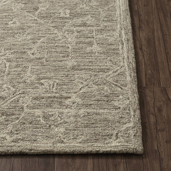 HomeRoots 5' Hand-Tufted Brown and Tan Wool Floral Round Rug - Durable, Unique Design for Any Space 719030
